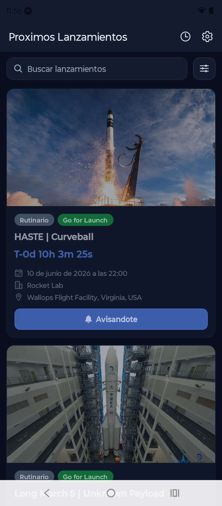 SpaceLaunches app